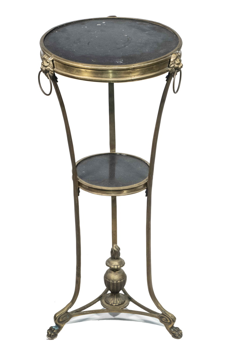 Appraisal: FRENCH EMPIRE STYLE ROUND STAND IN BRASS AND SLATE Classical