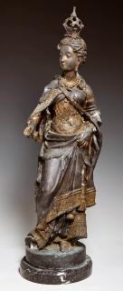 Appraisal: Patinated Bronze Figure of a Queen th c on a