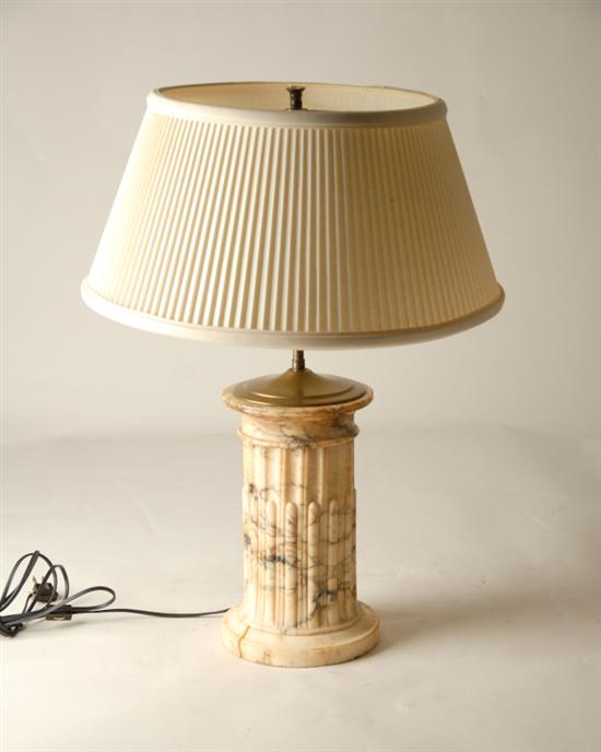 Appraisal: Marble Columnar Table Lamp hollow variegated white marble H