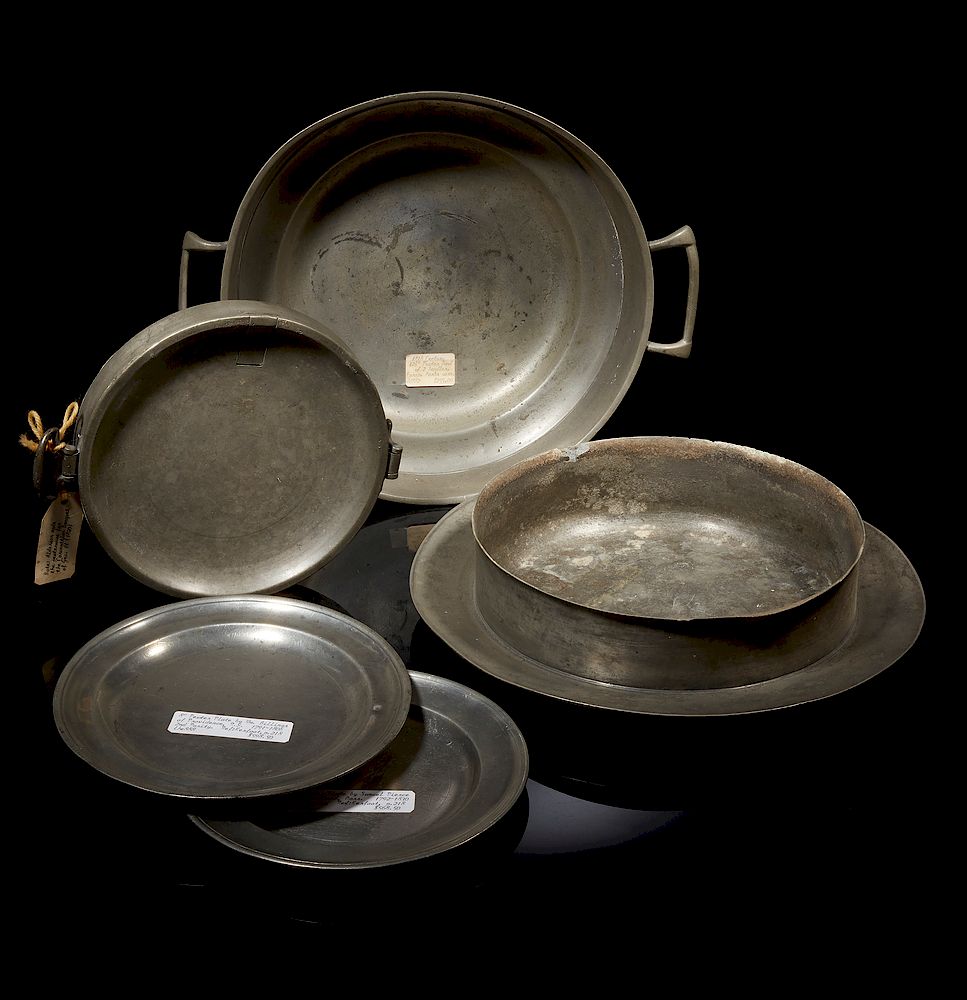 Appraisal: Five Assorted Pewter Bowls Plates Five assorted pewter bowls and