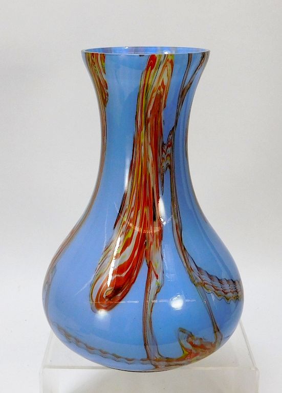 Appraisal: Ruckl Marbled Bohemian Art Glass Vase Bohemia th Century Bouquet