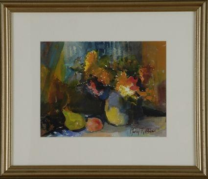 Appraisal: Mary Robbins th C Fruit and Flowers Watercolor on paper