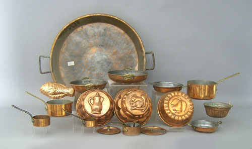 Appraisal: Group of copper molds and kitchen accessories