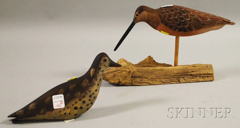 Appraisal: Two Painted Carved Wood Shorebird Figures