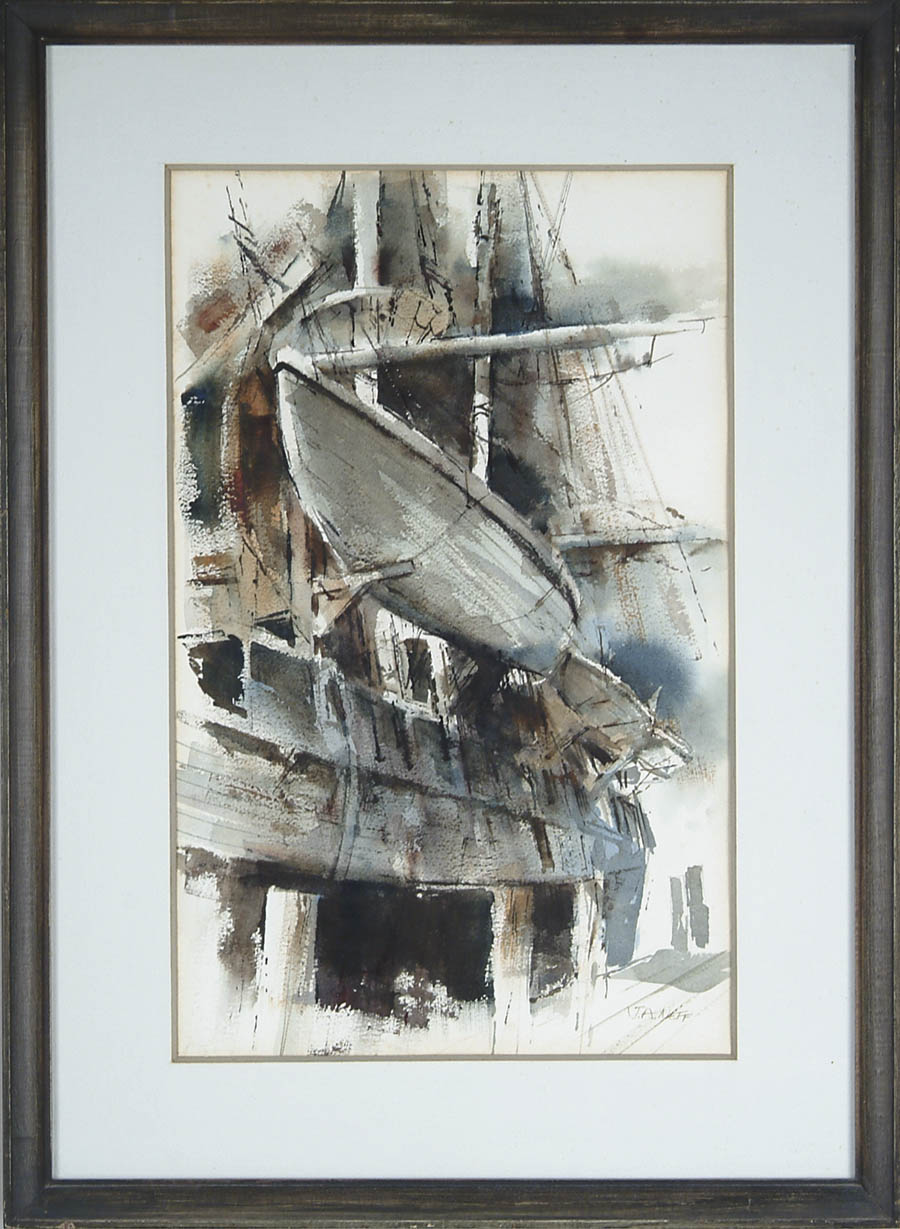 Appraisal: JOHN A NEFF American - LARGE SHIP AT DOCK Watercolor