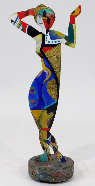 Appraisal: MCM GEOMETRIC POLYCHROME BRONZE WOMAN SILHOUETTE United States th CenturyAbstractly