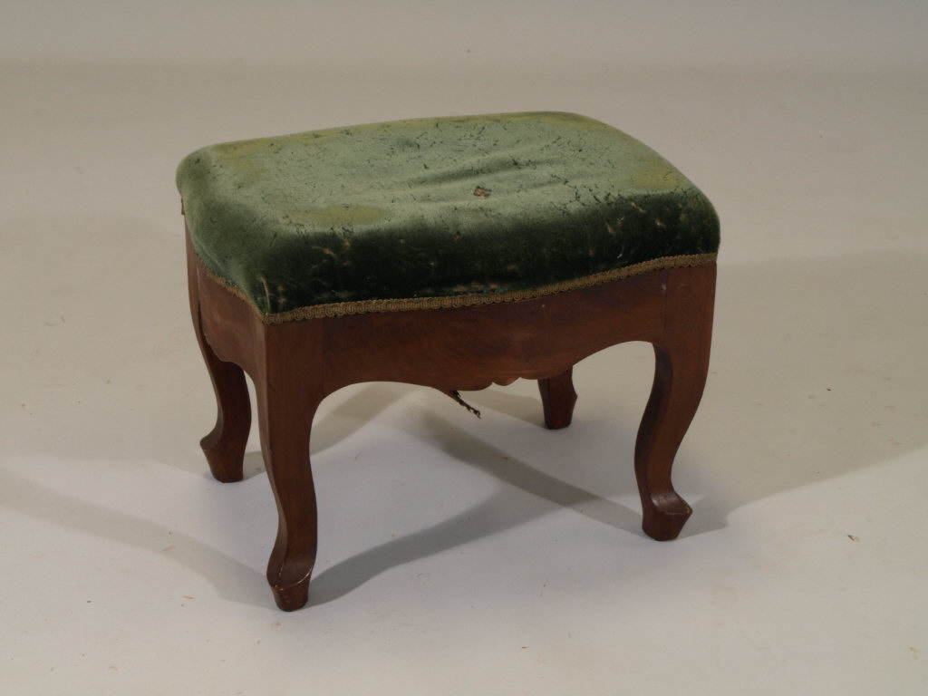 Appraisal: Footstool American c mahogany mahogany veneer rectangular form w upholstered