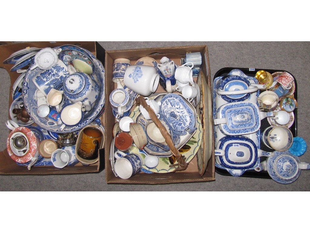 Appraisal: Lot comprising two boxes and a tray of assorted blue