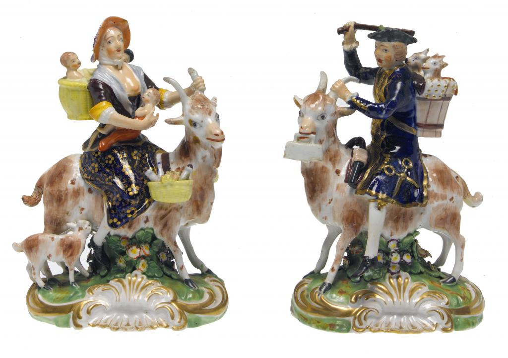 Appraisal: A PAIR OF DERBY FIGURES OF THE WELCH TAILOR AND