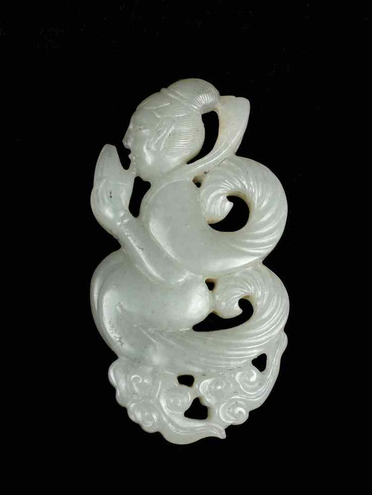 Appraisal: WHITE JADE CARVING - th- th c Chinese Full-length Profile