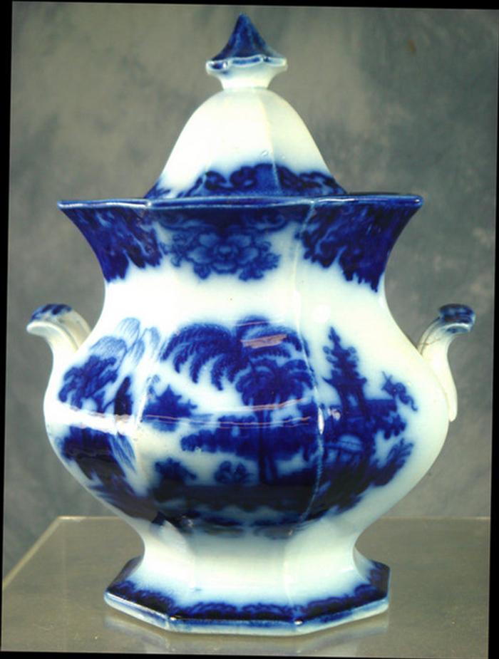 Appraisal: Staffordshire blue transfer Chapoo pattern covered sugar bowl by T