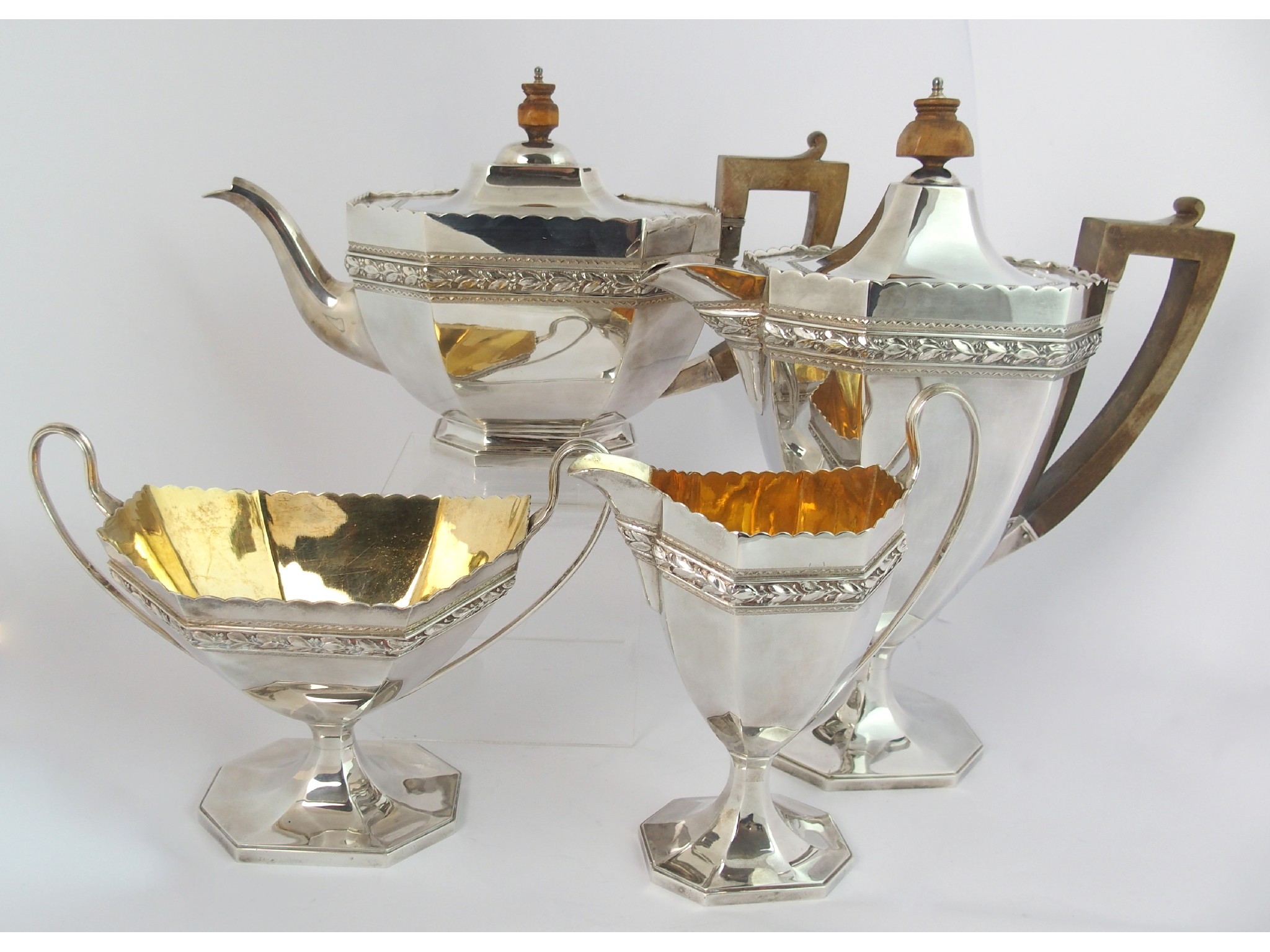 Appraisal: A four piece silver tea serviceby Elkington Company London the