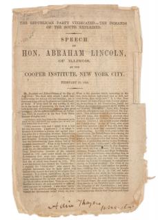 Appraisal: LINCOLN Abraham - The Republican Party Vindicated - the Demands