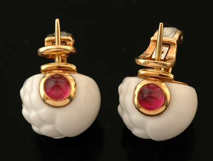 Appraisal: A pair of Chandra earrings by Bulgari Each with a