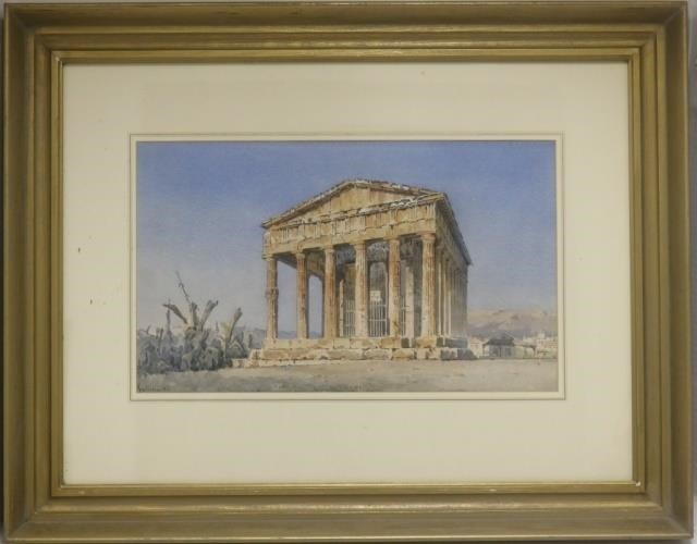 Appraisal: ANGELOS GIALLINA - GREECE WATERCOLOROF THE THESEION ATHENS FRAMED SIGNED