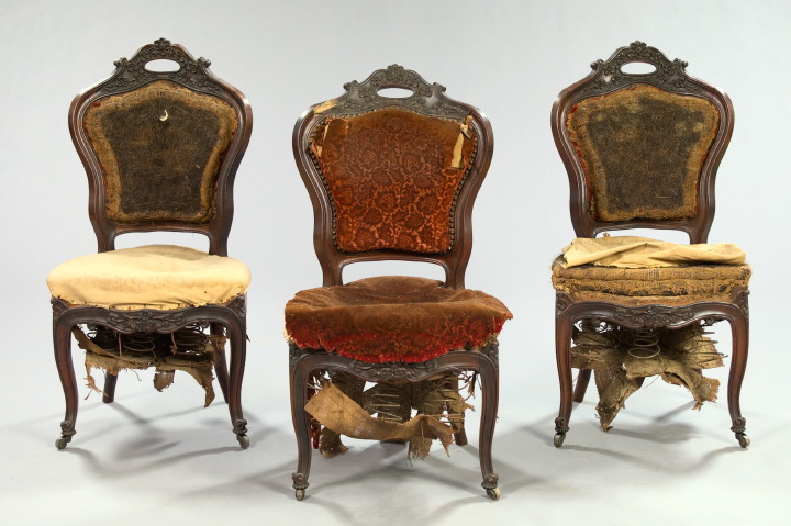 Appraisal: Suite of Five American Rococo Revival Rosewood Parlor Chairs third