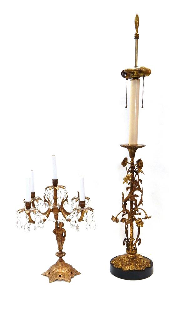 Appraisal: Pair of electric table lamps one gilt metal with flowering