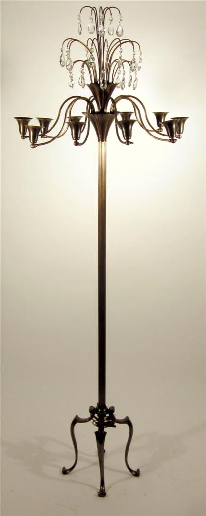 Appraisal: Continental bronze and cut glass ten-light standing lampmid th century