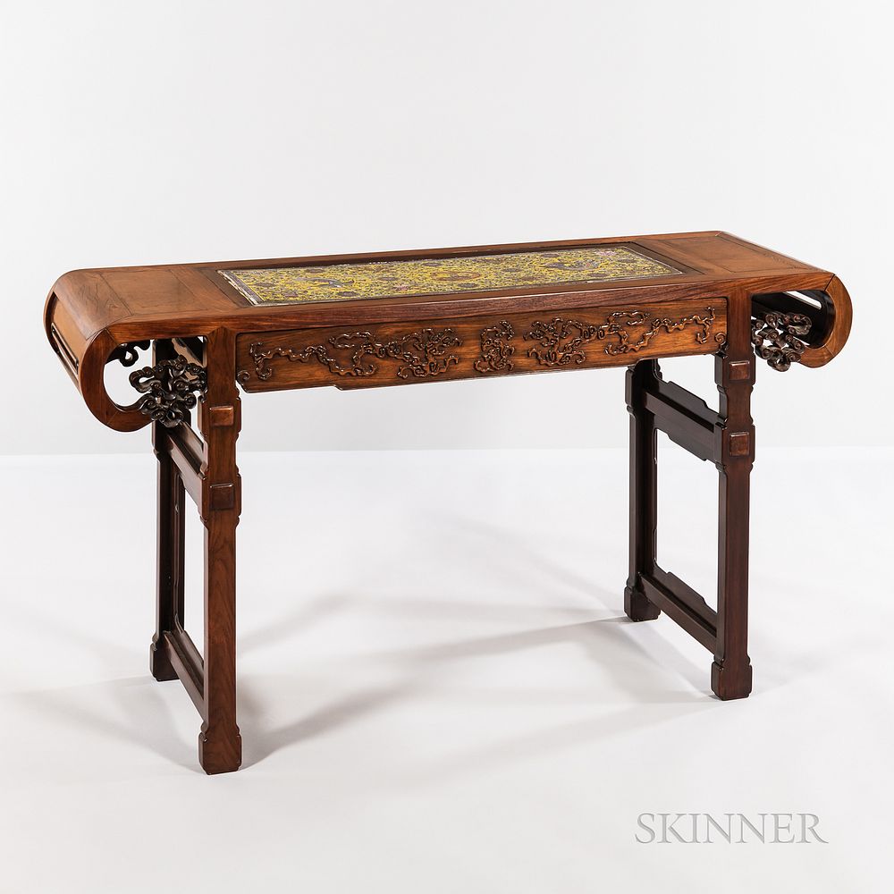 Appraisal: Hardwood Recessed-leg Altar Table Hardwood Recessed-leg Altar Table China late