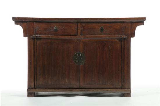 Appraisal: SIDE CABINET China late th century elm Double doors two