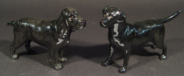 Appraisal: Two black glazed Beswick dogs comprised a labrador and a