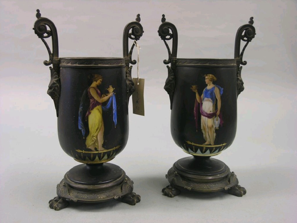 Appraisal: A pair of unusual th century French bronze vases Greek