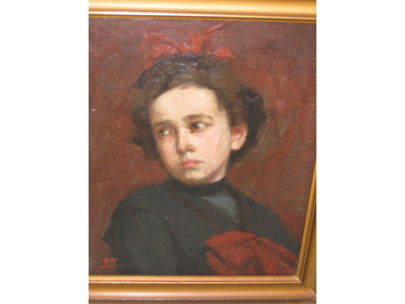 Appraisal: AMERICAN SCHOOL Portrait of a young girl oil on masonite