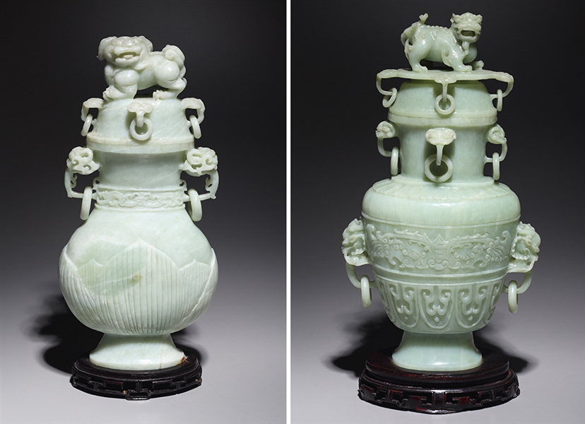 Appraisal: Two large Chinese carved hardstone covered vases each with loose