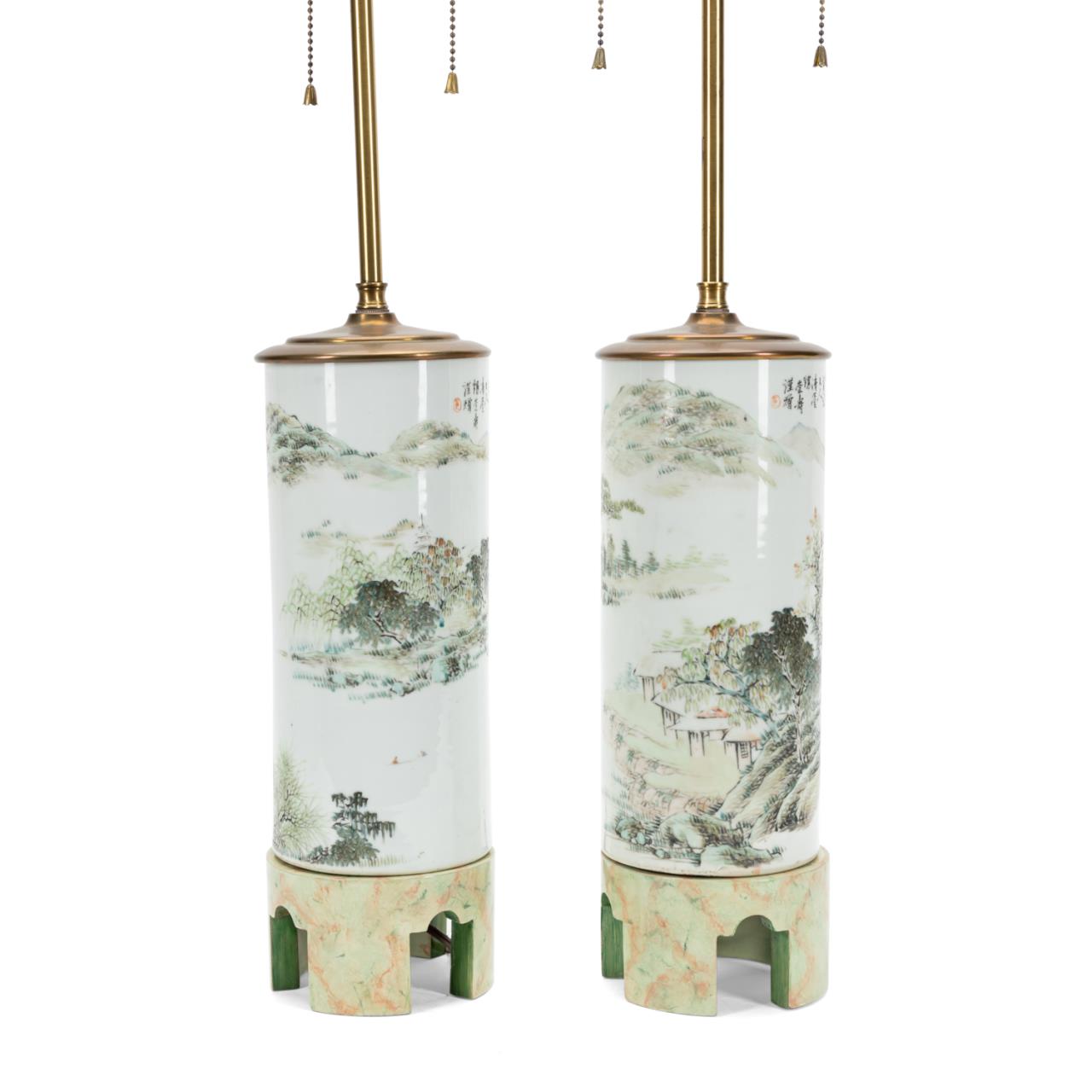 Appraisal: PR CHINESE REPUBLIC TYPE VASES MOUNTED AS LAMPS Chinese pair