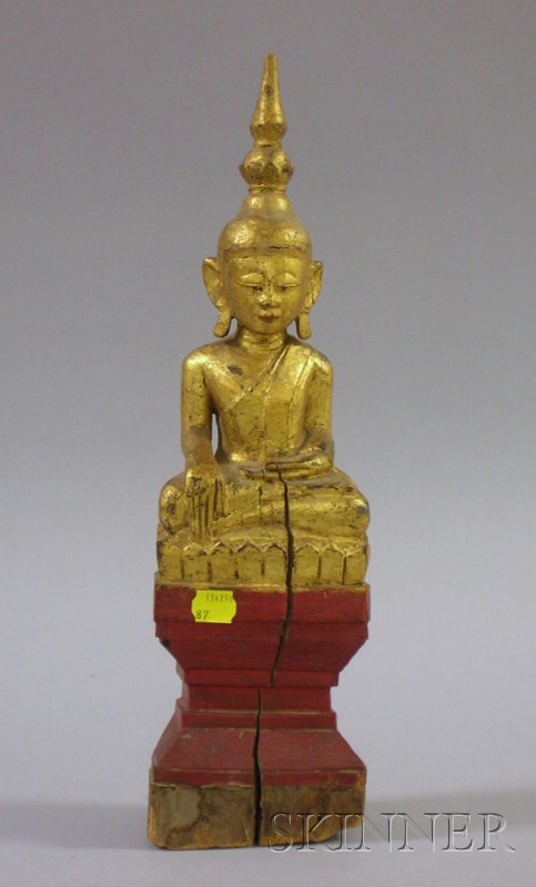 Appraisal: Asian Giltwood Seated Figure ht in