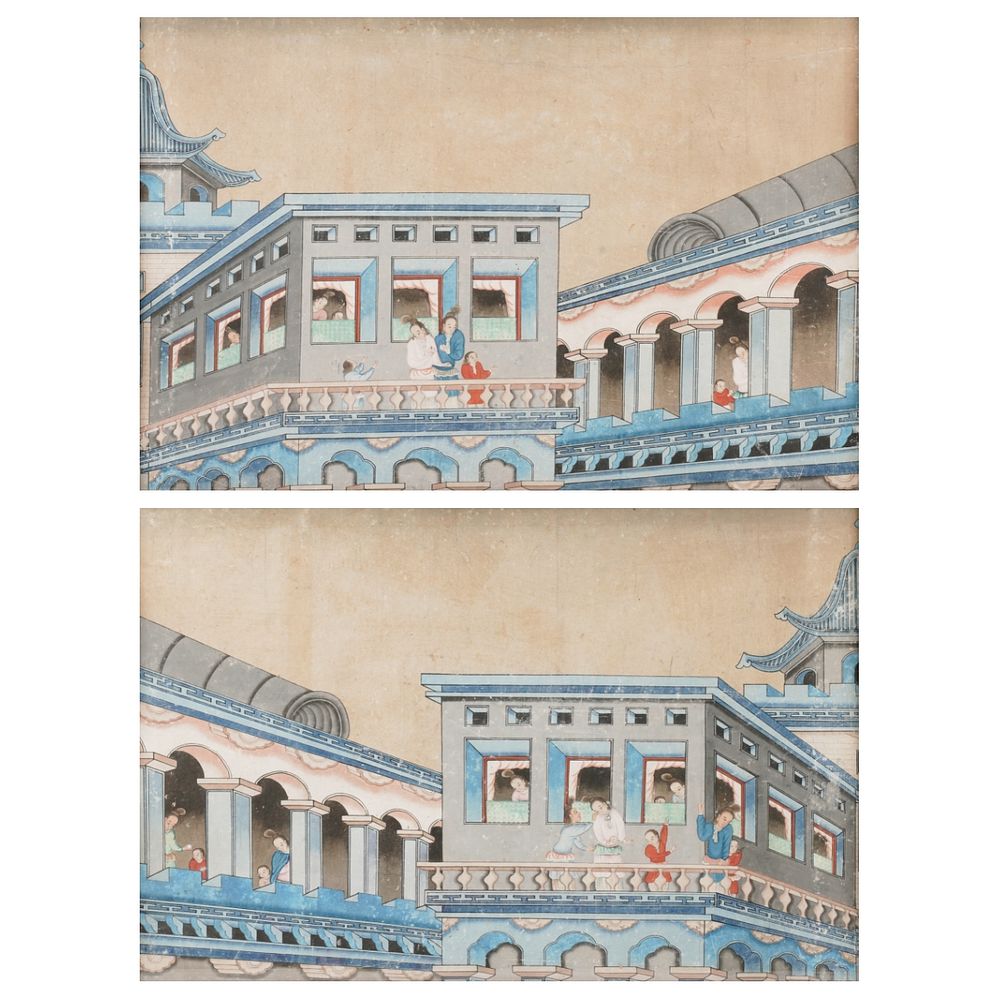 Appraisal: Pair of th c Chinese Gouache Paintings Pair of th