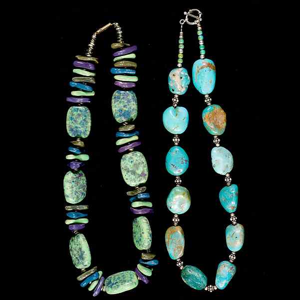 Appraisal: Treated Turquoise Grouping A duo of necklaces composed of treated