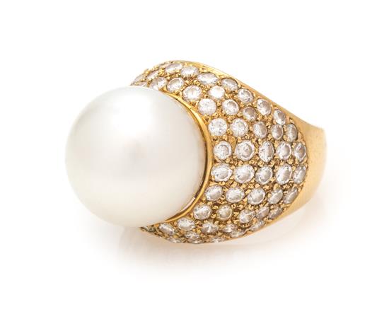 Appraisal: Sale Lot An Karat Yellow Gold Cultured South Sea Pearl