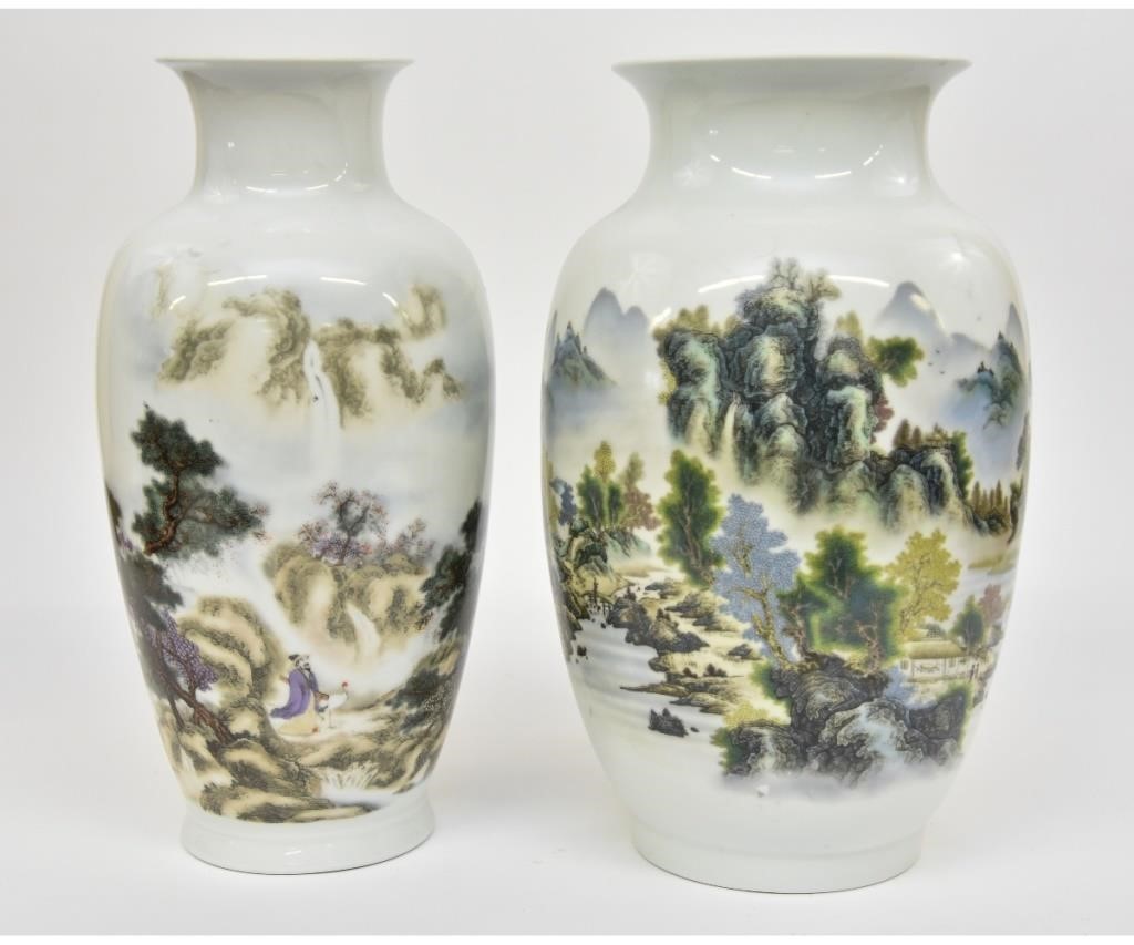 Appraisal: Two Asian porcelain vases each with landscape decoration largest h