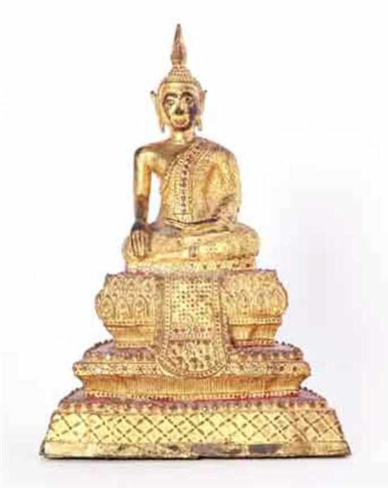 Appraisal: Tibetan bronze Chinaratra Buddha in meditation seated in single lotus