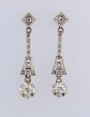 Appraisal: A Pair of Platinum and Diamond Earrings Platinum earrings set