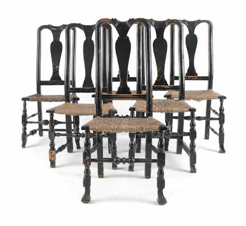 Appraisal: Set of six New England painted Queen Anne maple dining