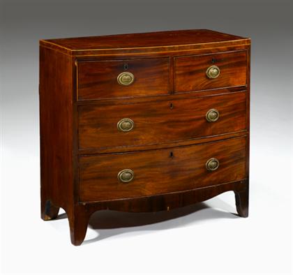 Appraisal: Georgian bowfront mahogany and line inlaid chest of drawers early