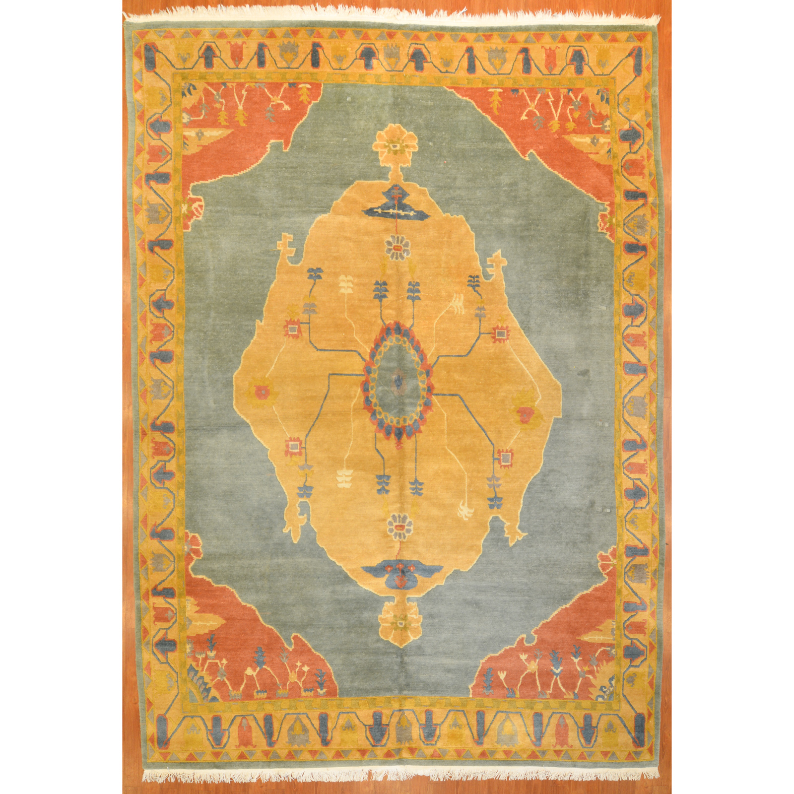 Appraisal: TIBETAN CARPET NEPAL X Fourth quarter- th century hand-knotted wool