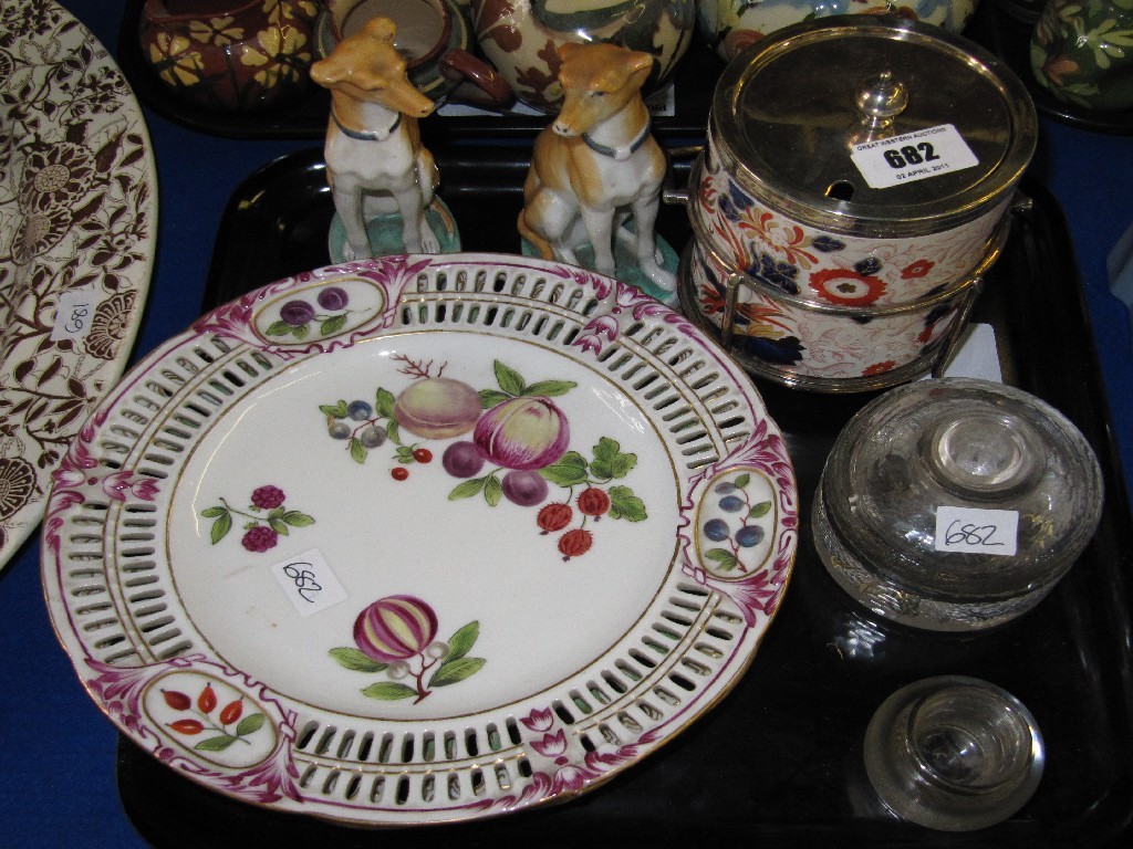 Appraisal: Lot comprising a continental hand painted plate a Derby plate