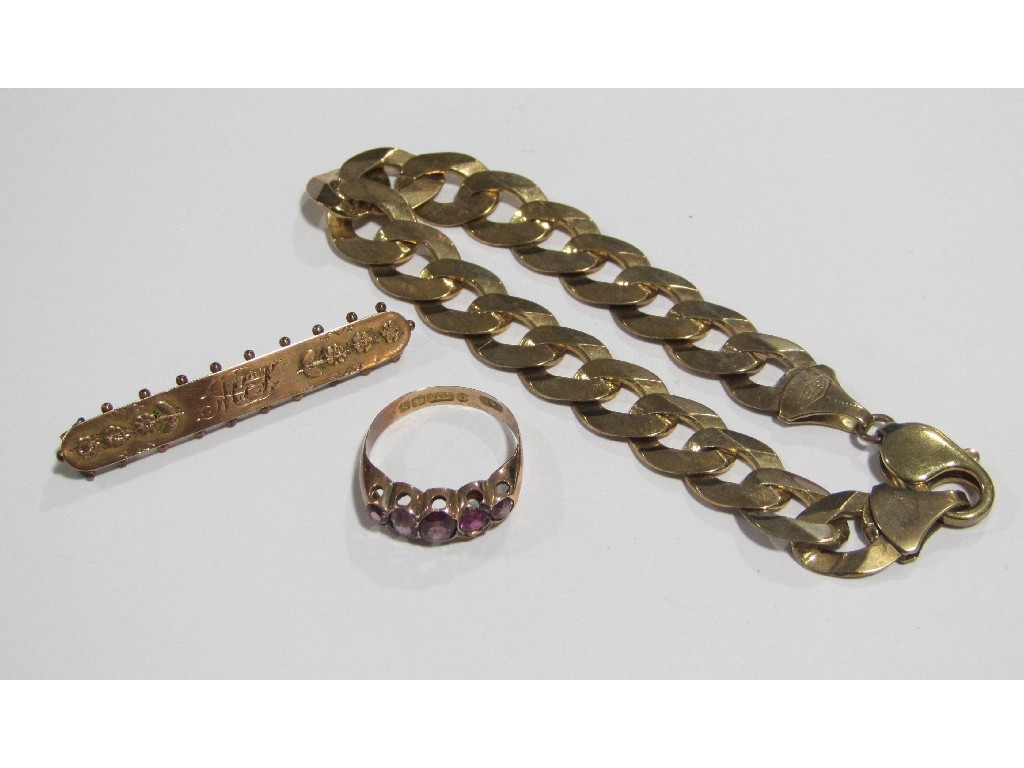 Appraisal: Lot comprising ct gold curb link bracelet gms a ct