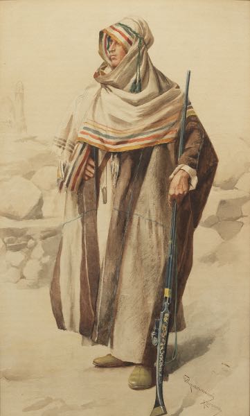 Appraisal: VITTORIO GUACCIMANNI ITALIAN - x Traveler in Bedouin garb Watercolor