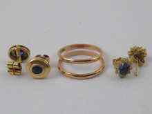 Appraisal: Two Soviet made carat gold rings together with a pair