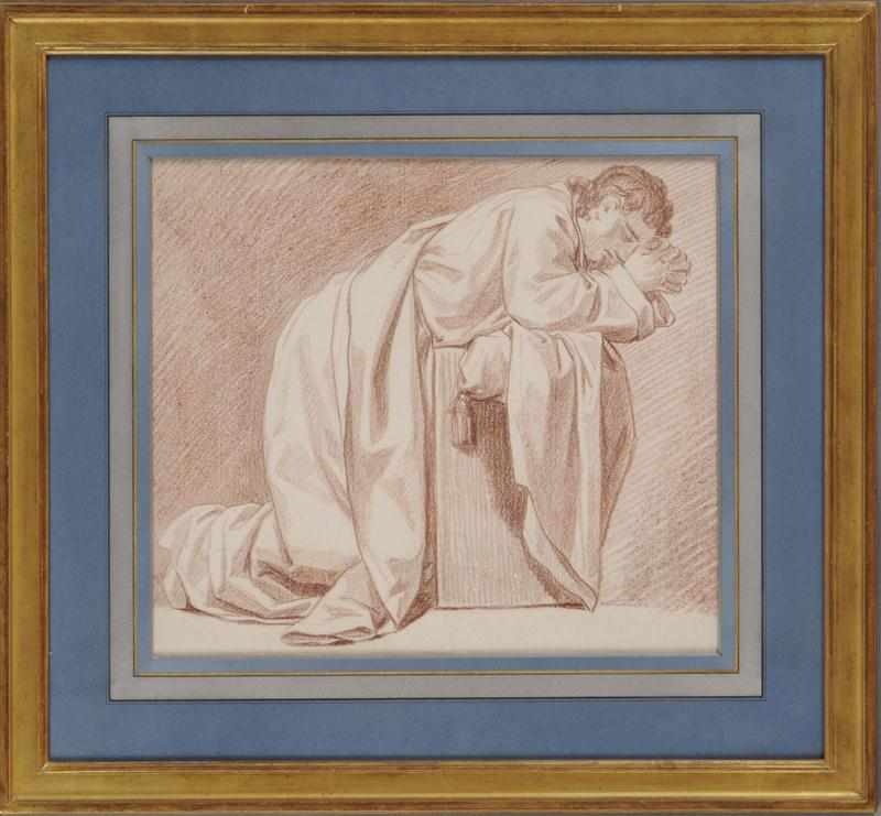 Appraisal: FRENCH SCHOOL FIGURE KNEELING IN PRAYER Red chalk signed lower