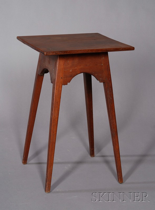 Appraisal: Walnut Splay-leg Stand with Valanced Apron possibly Pennsylvania early th