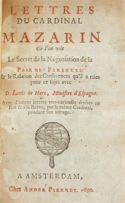 Appraisal: vol Mazarin Cardinal Jules Lettres du Cardinal Mazarin Amsterdam Andre