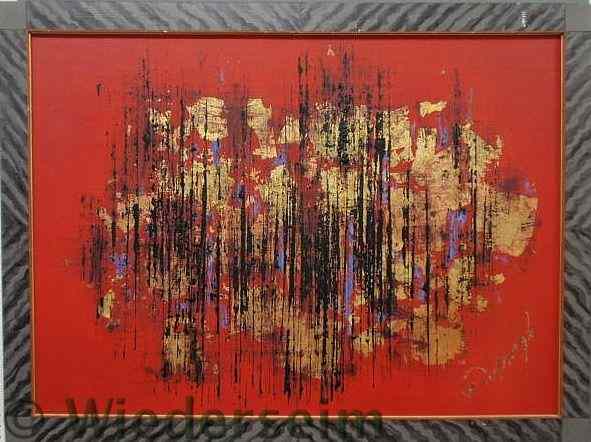 Appraisal: Large modern art abstract painting signed l r Goodnough x