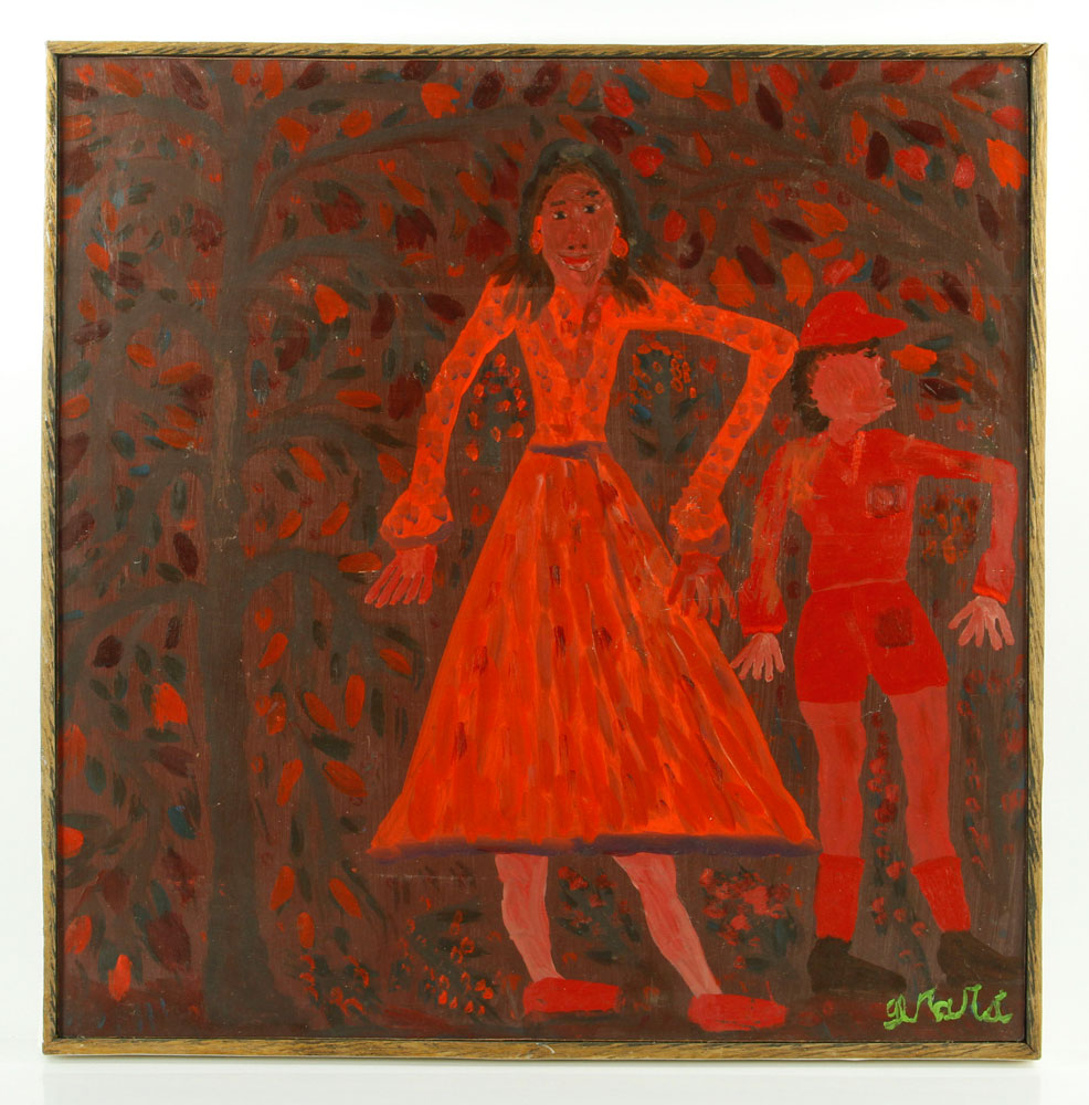 Appraisal: - Fortune Couple in Red O M Gerard Fortune Haitian