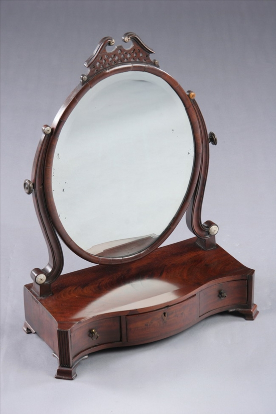 Appraisal: ENGLISH GEORGE III MAHOGANY DRESSING MIRROR AND STAND late th