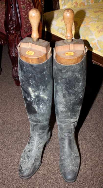 Appraisal: Pair of English leather riding boots and pair of boot